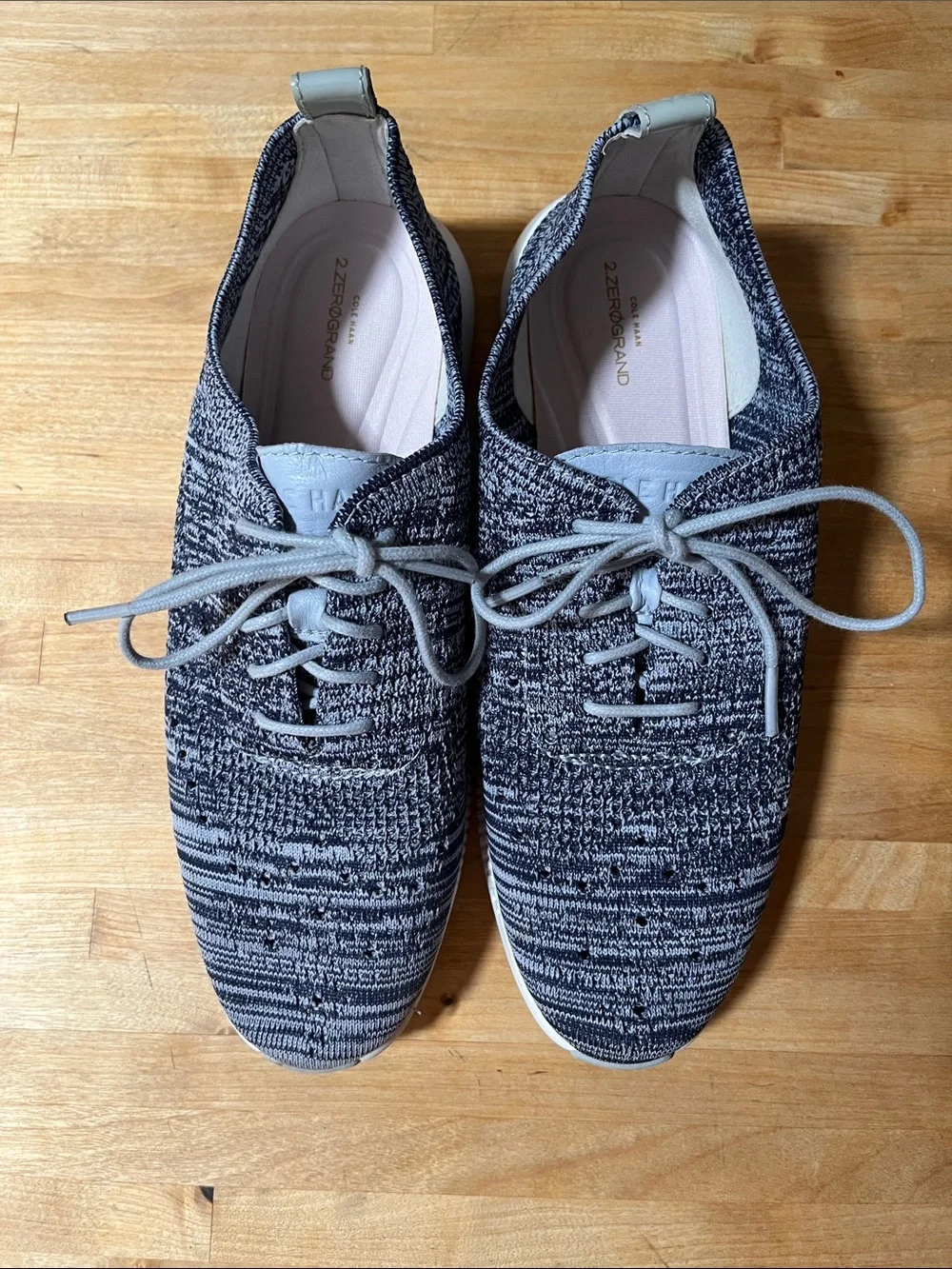 Cole Haan Navy and Light Blue Knit Lace-Up Sneakers